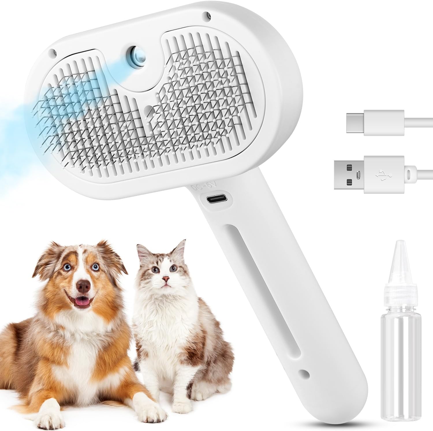 3-in-1 Cat Steam Brush | Pet Grooming Comb with Mist Spray & Hair Removal