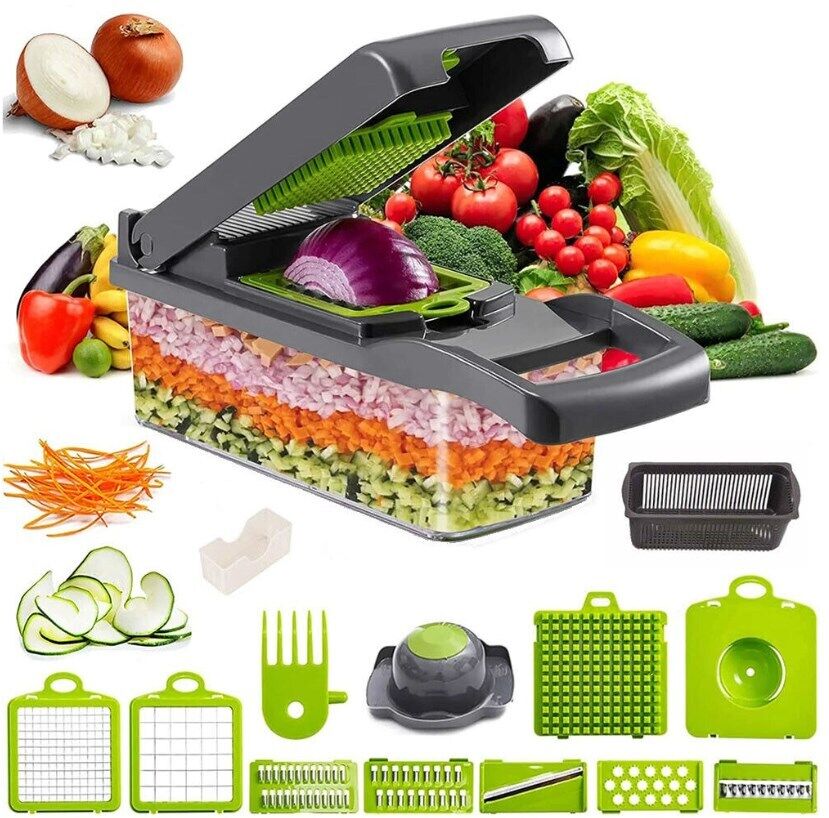 16-in-1 Vegetable Slicer & Peeler | Fast Food Prep Container