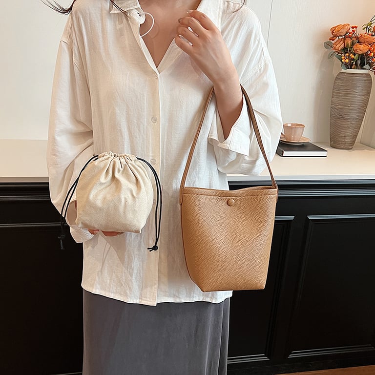 Large-Capacity Tote Bucket Bag for Women | Spring Summer Pebbled Leather